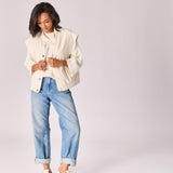 Bomber in bouclé stof - Off white