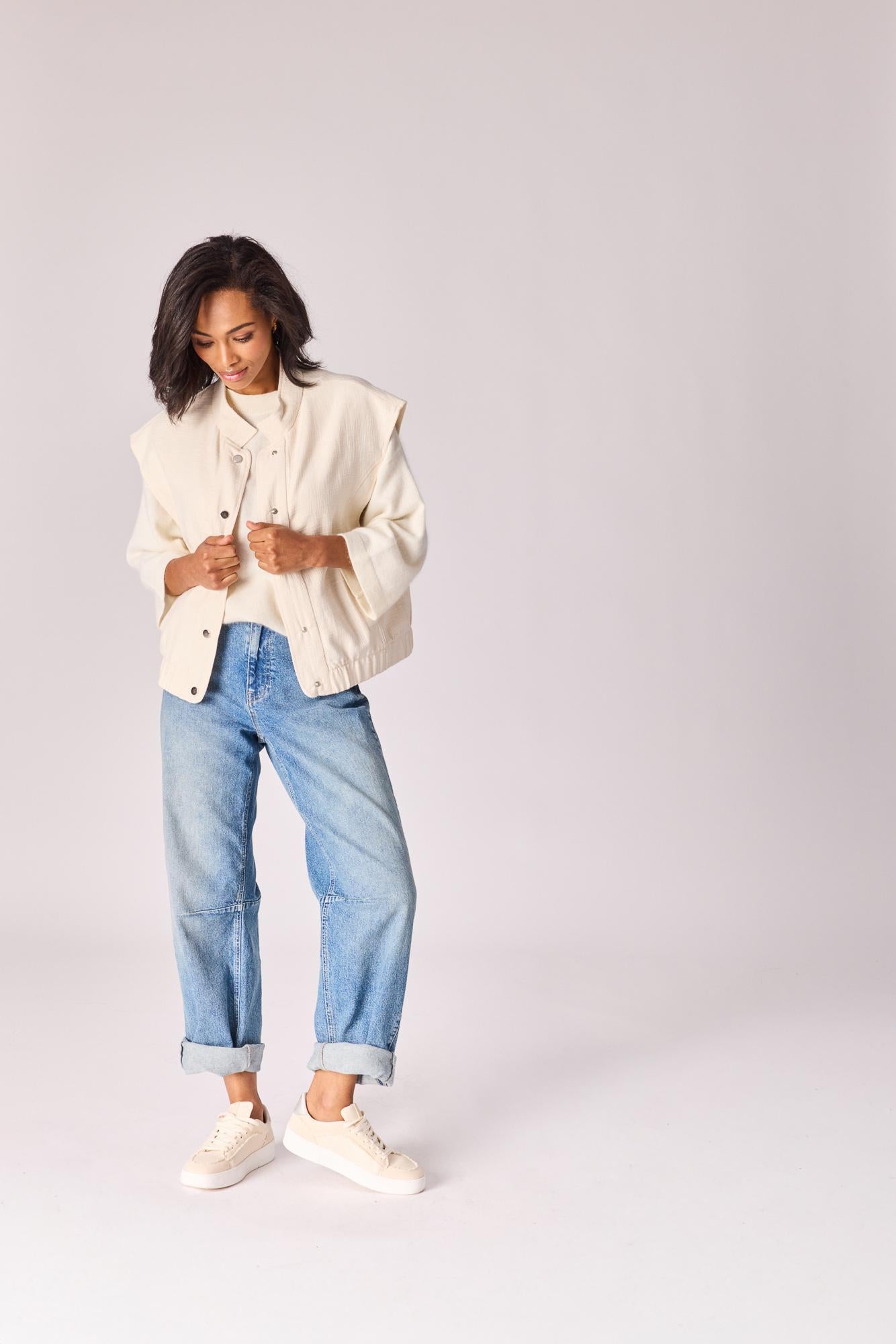 Bomber in bouclé stof - Off white