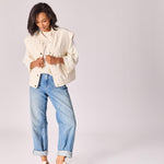 Bomber in bouclé stof - Off white