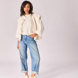 Bomber in bouclé stof - Off white