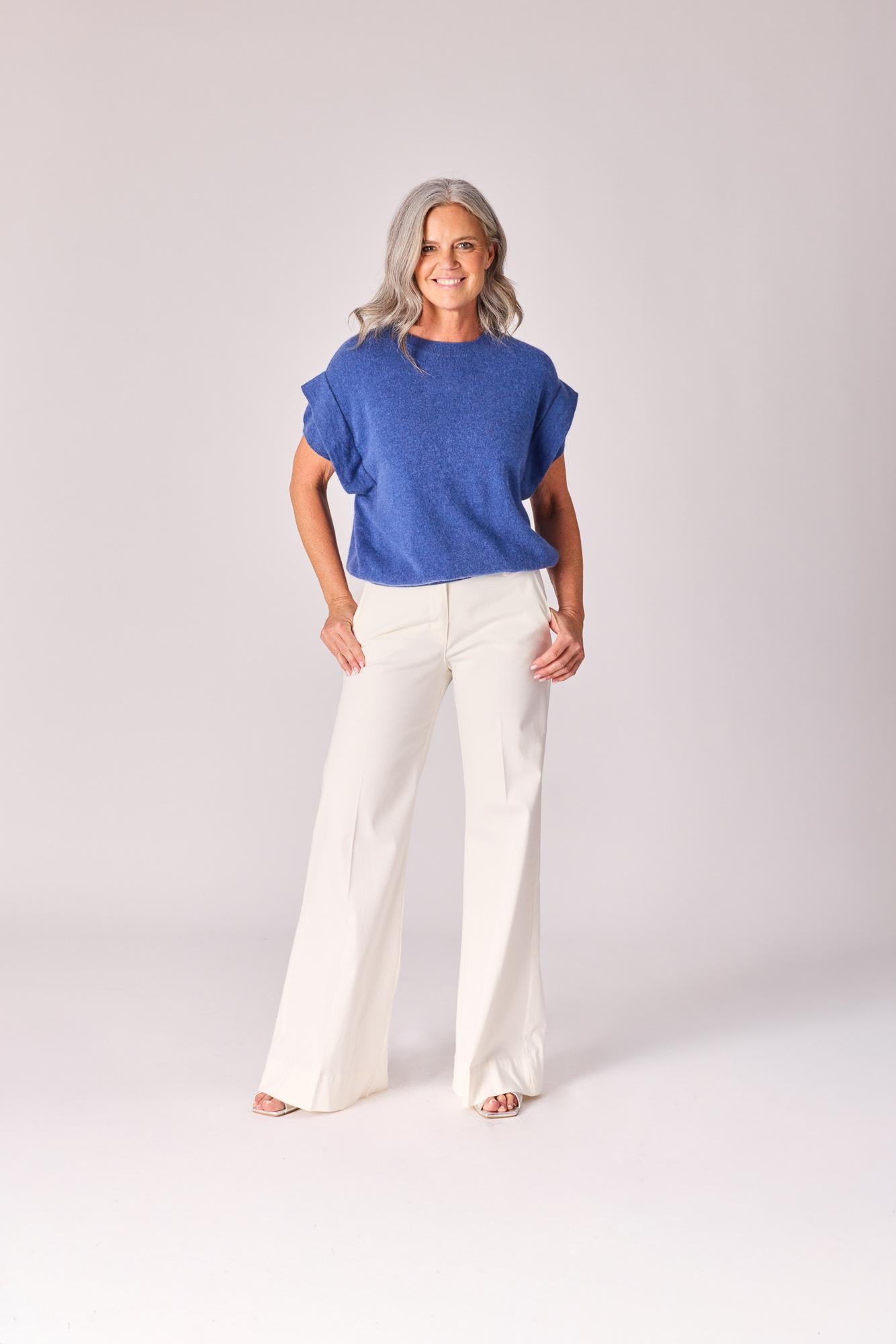 Pull met schouderdetail - Jeans Blue