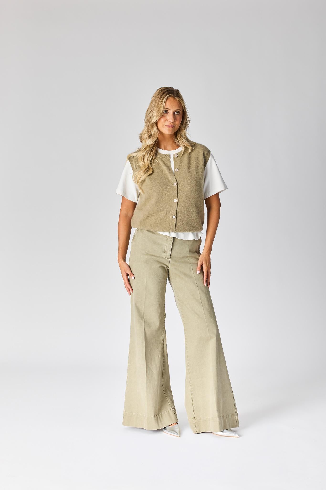 Debardeur met knopen - Khaki