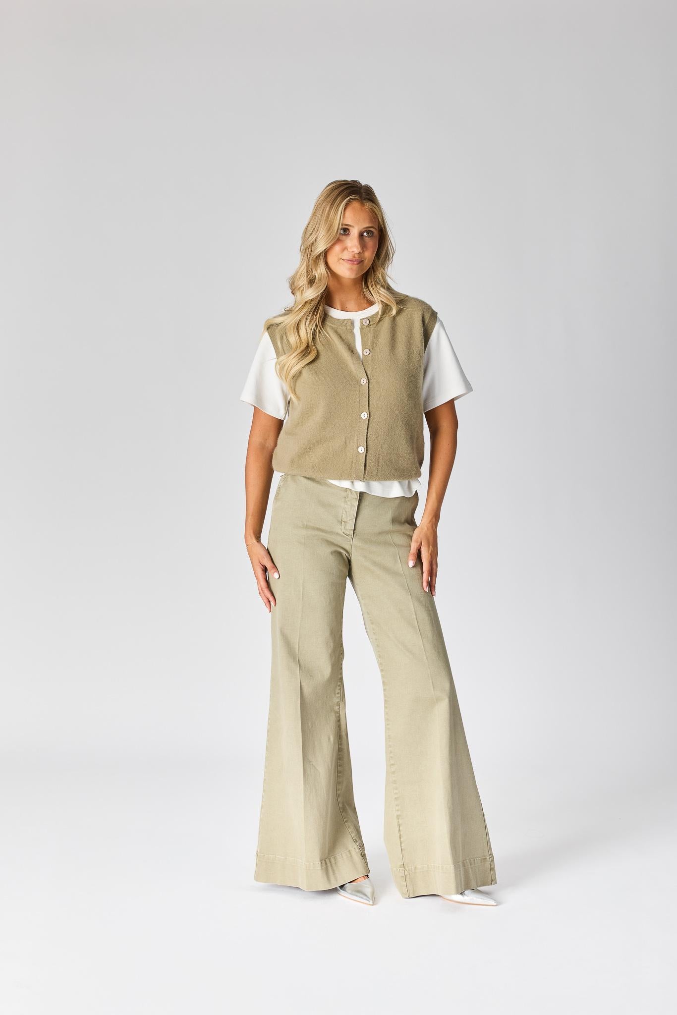 Debardeur met knopen - Khaki