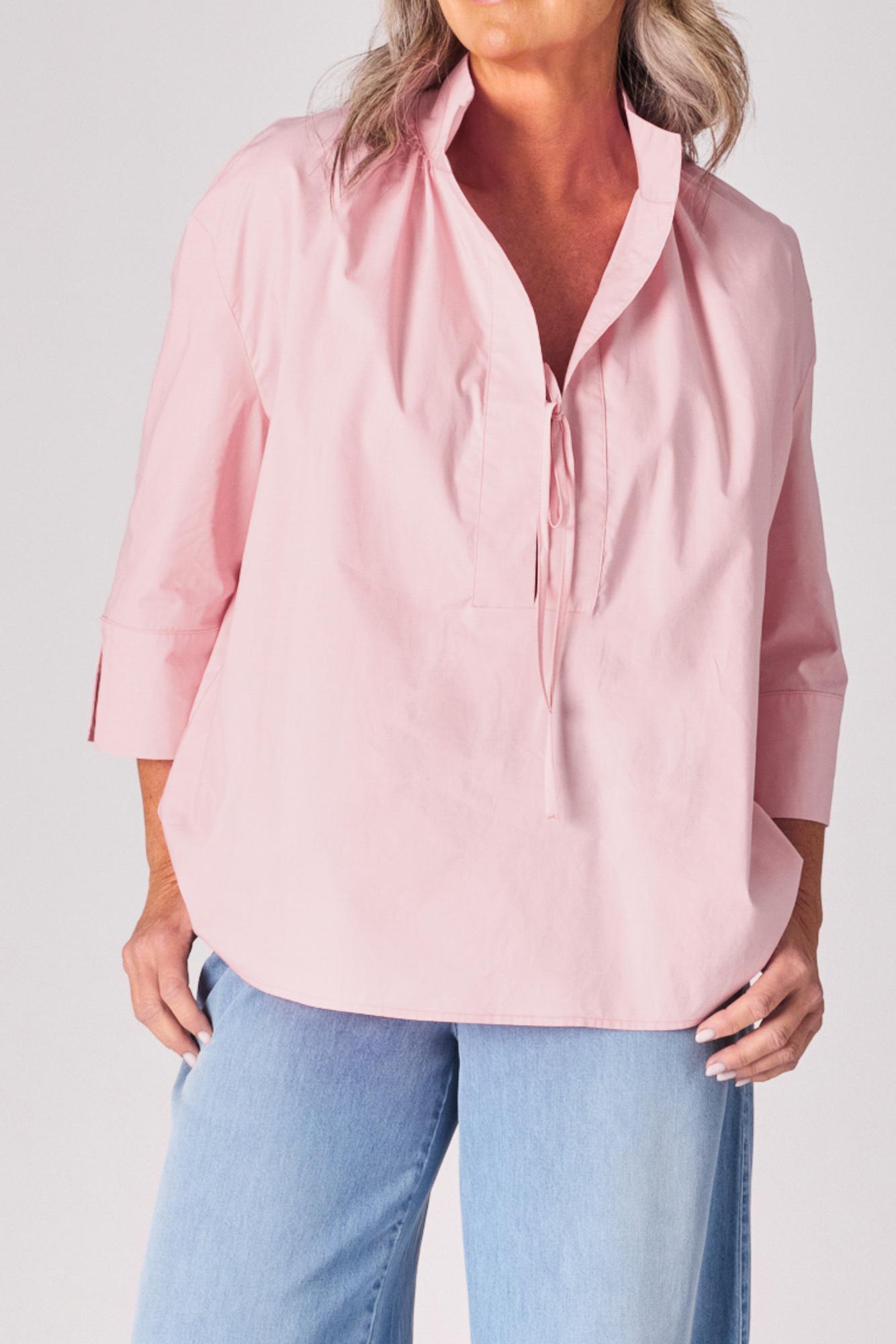 Oversized hemd met strikdetail - Blush pink