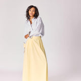 Lange rok met plooien - Butter yellow