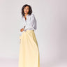 Lange rok met plooien - Butter yellow