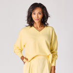 V-pull met lange mouwen - Soft Yellow