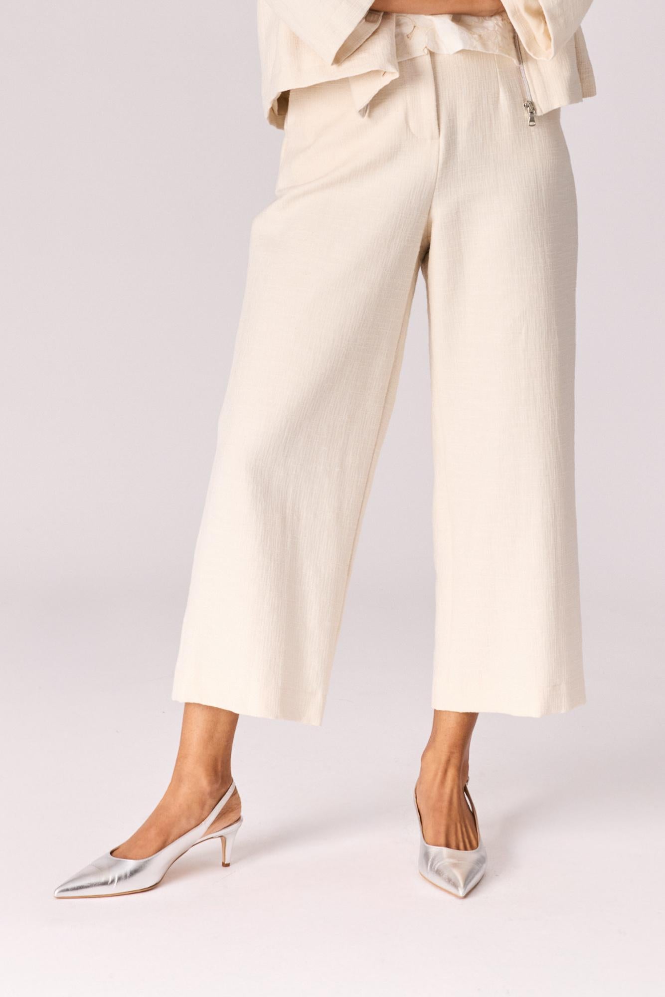 Culotte broek in bouclé - Off White