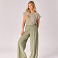 Wijde broek met bandplooi - Sage Green