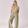 Wijde broek met bandplooi - Sage Green