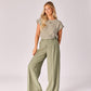Wijde broek met bandplooi - Sage Green