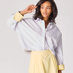 Katoenen overhemd met manchette detail - Butter yellow stripe