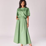Lange rok met plooien - Sage green