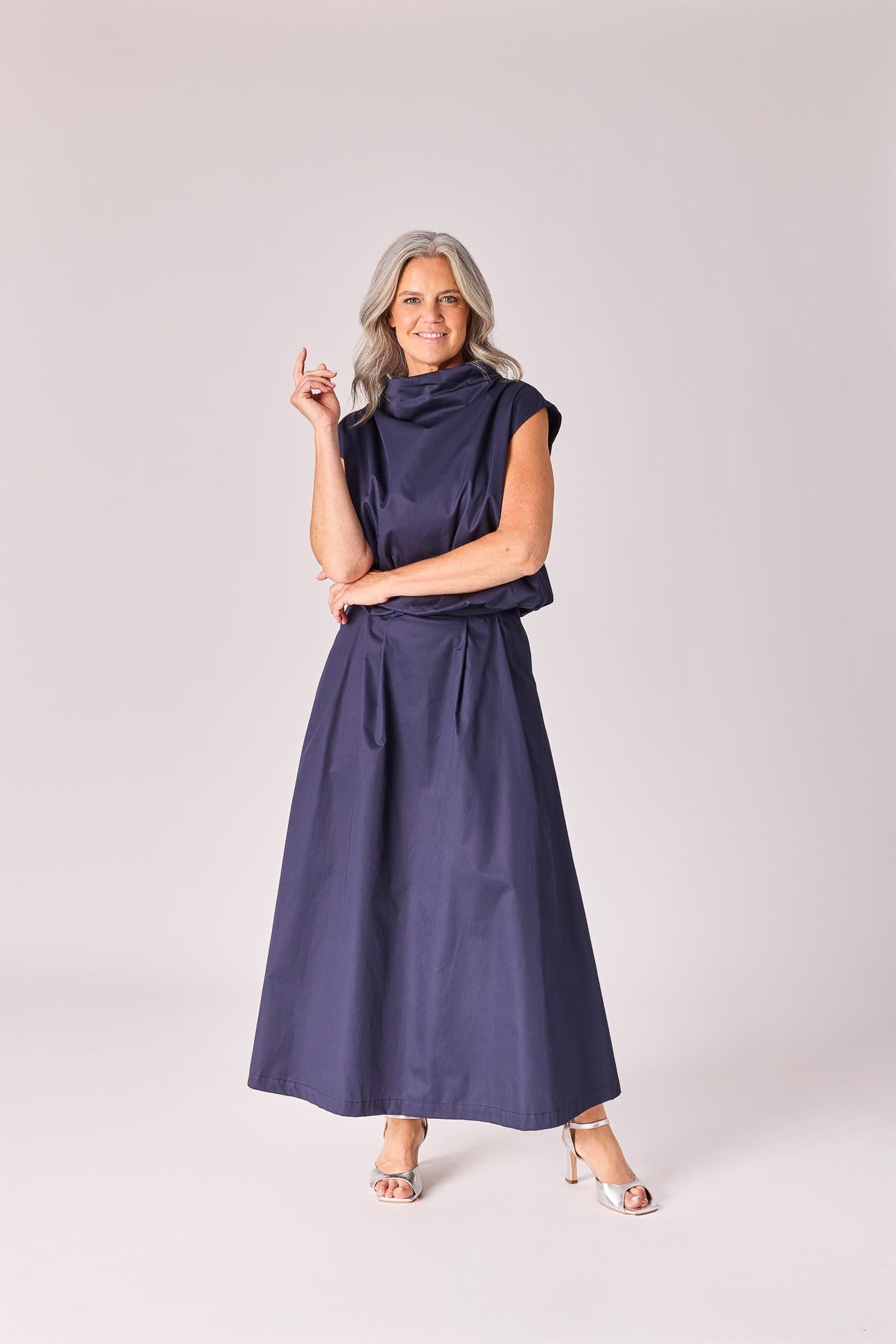 Top met gedrapeerde halslijn - Navy