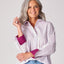 Katoenen overhemd met manchette detail - Lavender pink stripe