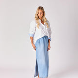 Katoenen overhemd met manchette detail - White / light blue