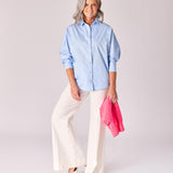 Blouse met fluo detail - Light blue / Fluo pink