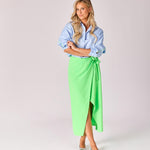 Blouse met fluo detail - Light blue / Fluo green
