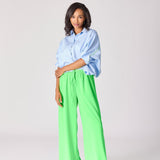 Blouse met fluo detail - Light blue / Fluo green