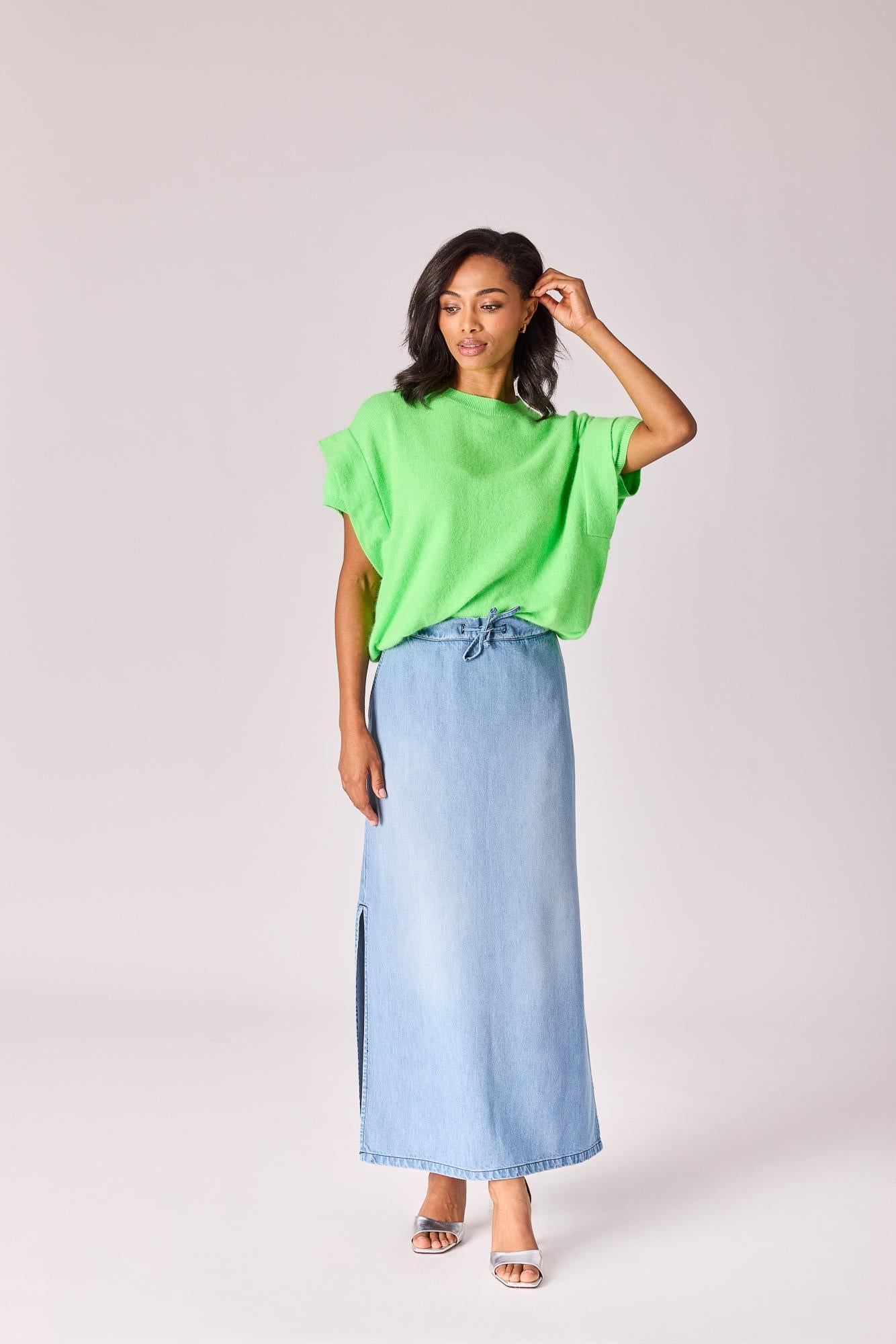 Pull met schouderdetail - Neon Green