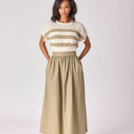 Mouwloze pull met strepen - Khaki