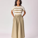 Mouwloze pull met strepen - Khaki