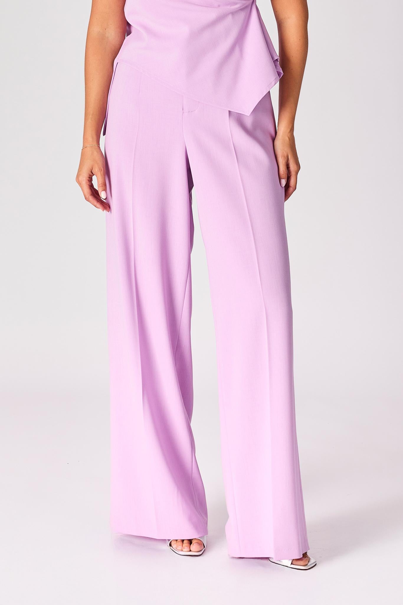 Wijde broek met hoge taille - Lavender pink