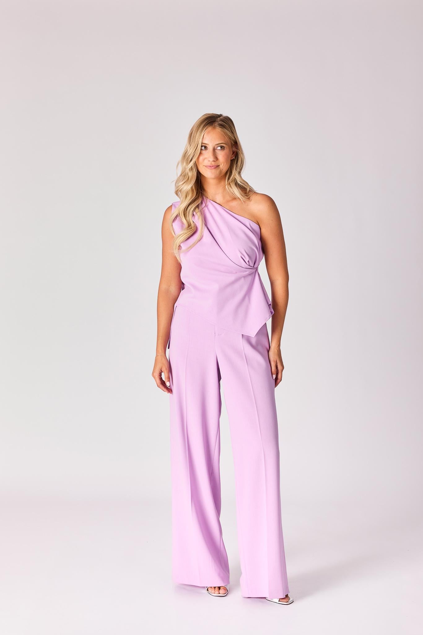 Wijde broek met hoge taille - Lavender pink