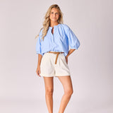 Blouse in oxford katoen - Light blue