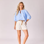 Blouse in oxford katoen - Light blue