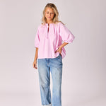 Blouse in oxford katoen - Pink