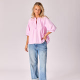 Blouse in oxford katoen - Pink
