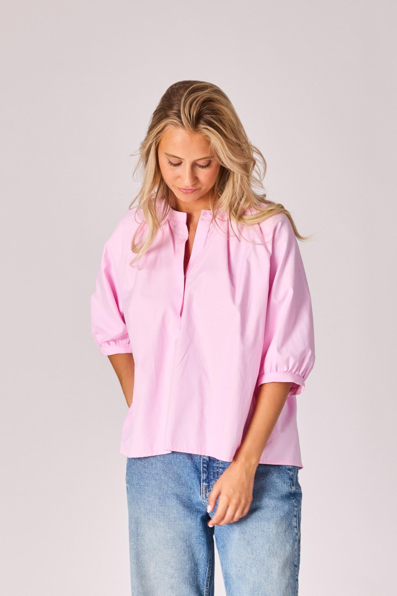 Blouse in oxford katoen - Pink
