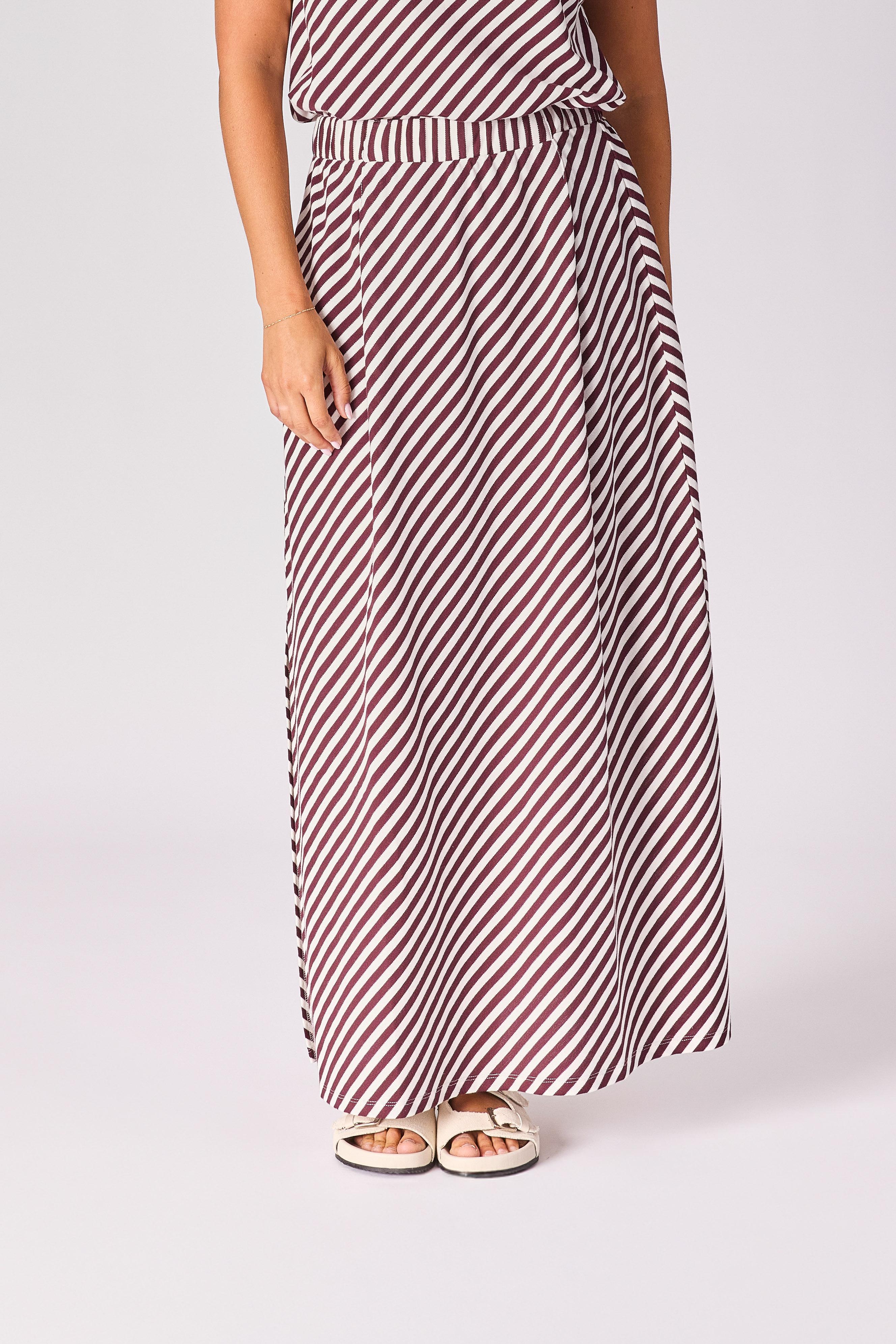 Rok met streepjesmotief - Burgundy stripe
