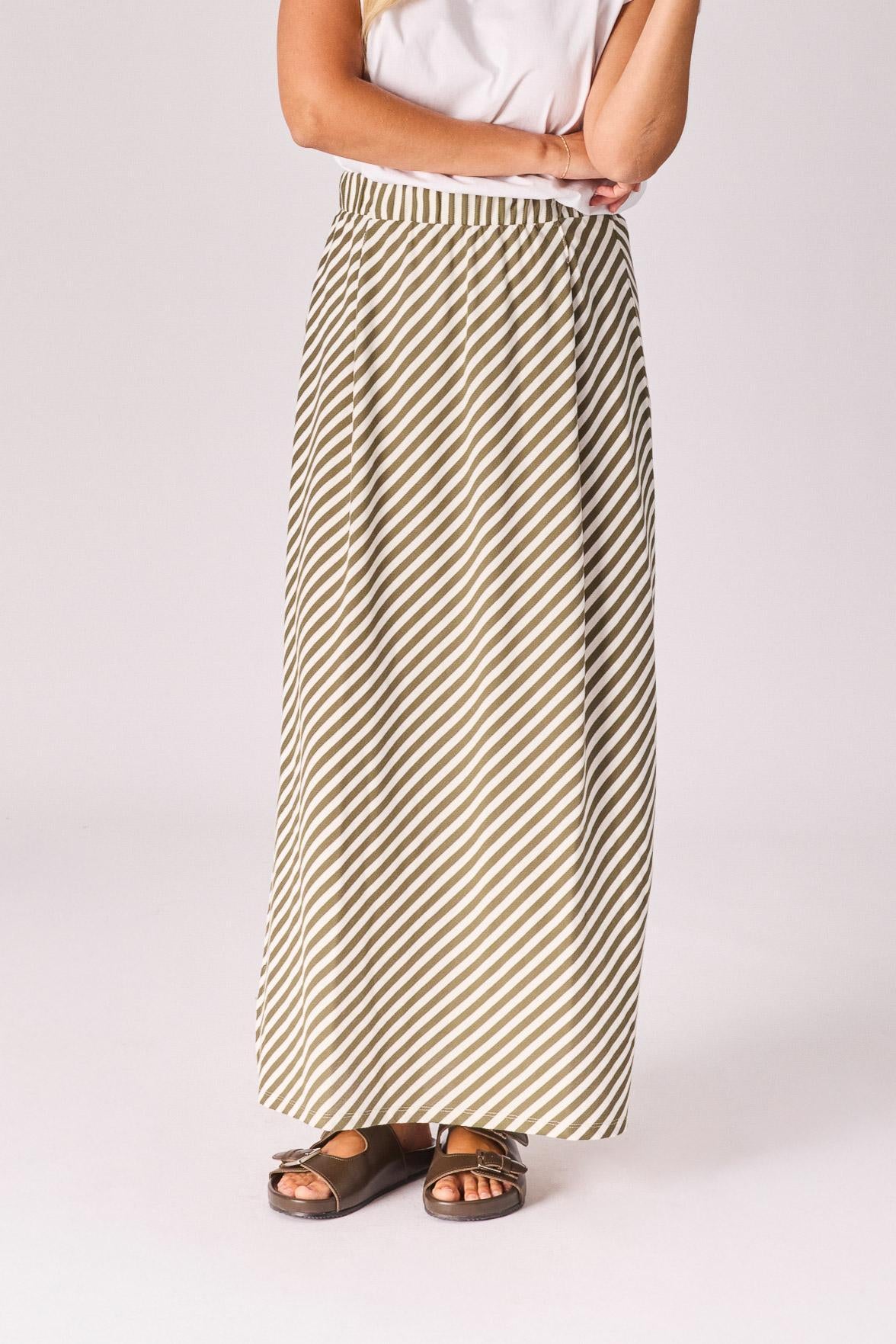 Rok met streepjesmotief - Green stripe