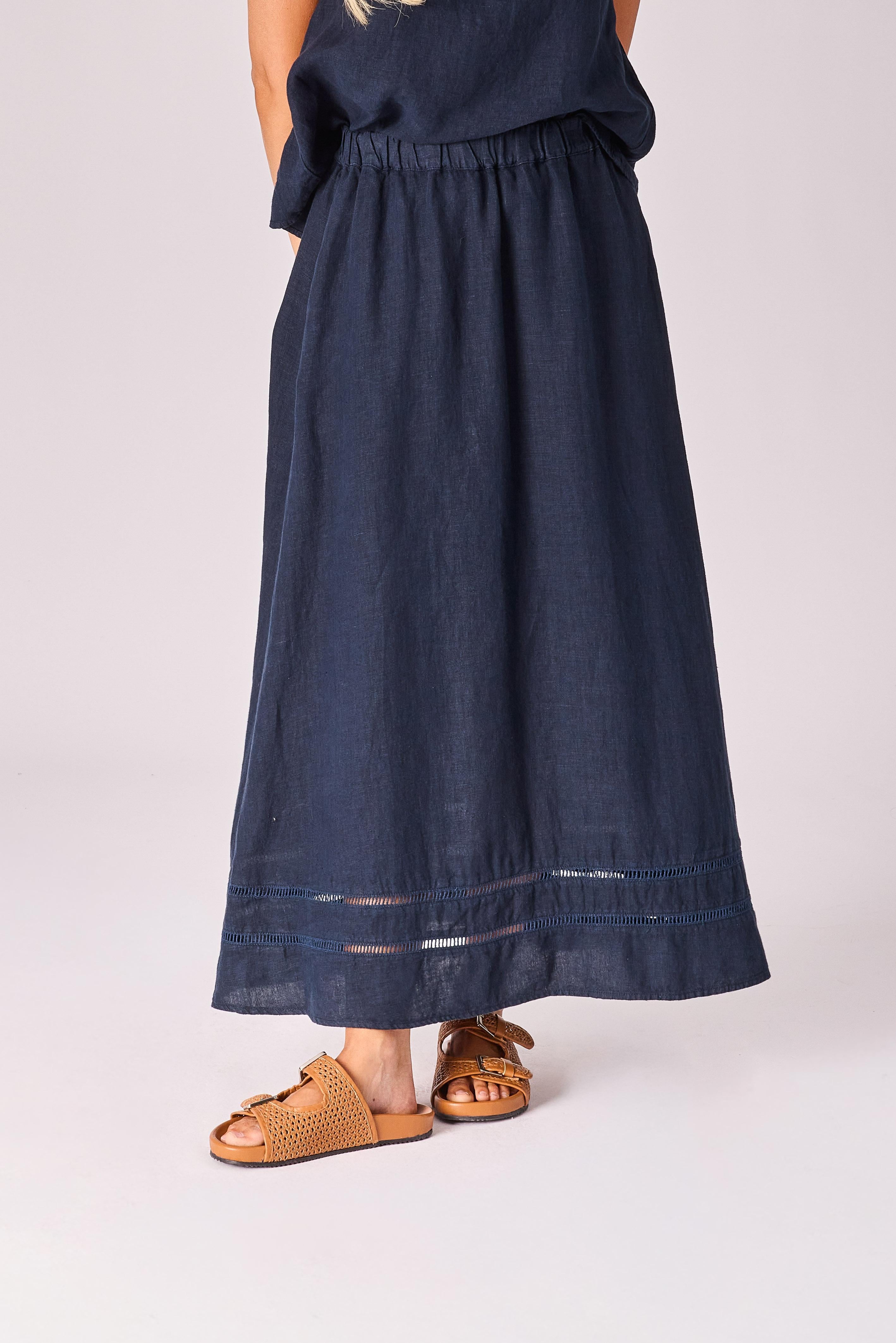 Linnen rok met rekker - Navy