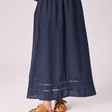 Linnen rok met rekker - Navy
