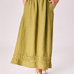 Linnen rok met rekker - Olive