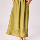 Linnen rok met rekker - Olive