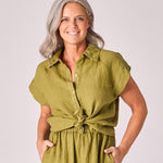 Linnen blouse - Olive