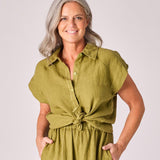 Linnen blouse - Olive