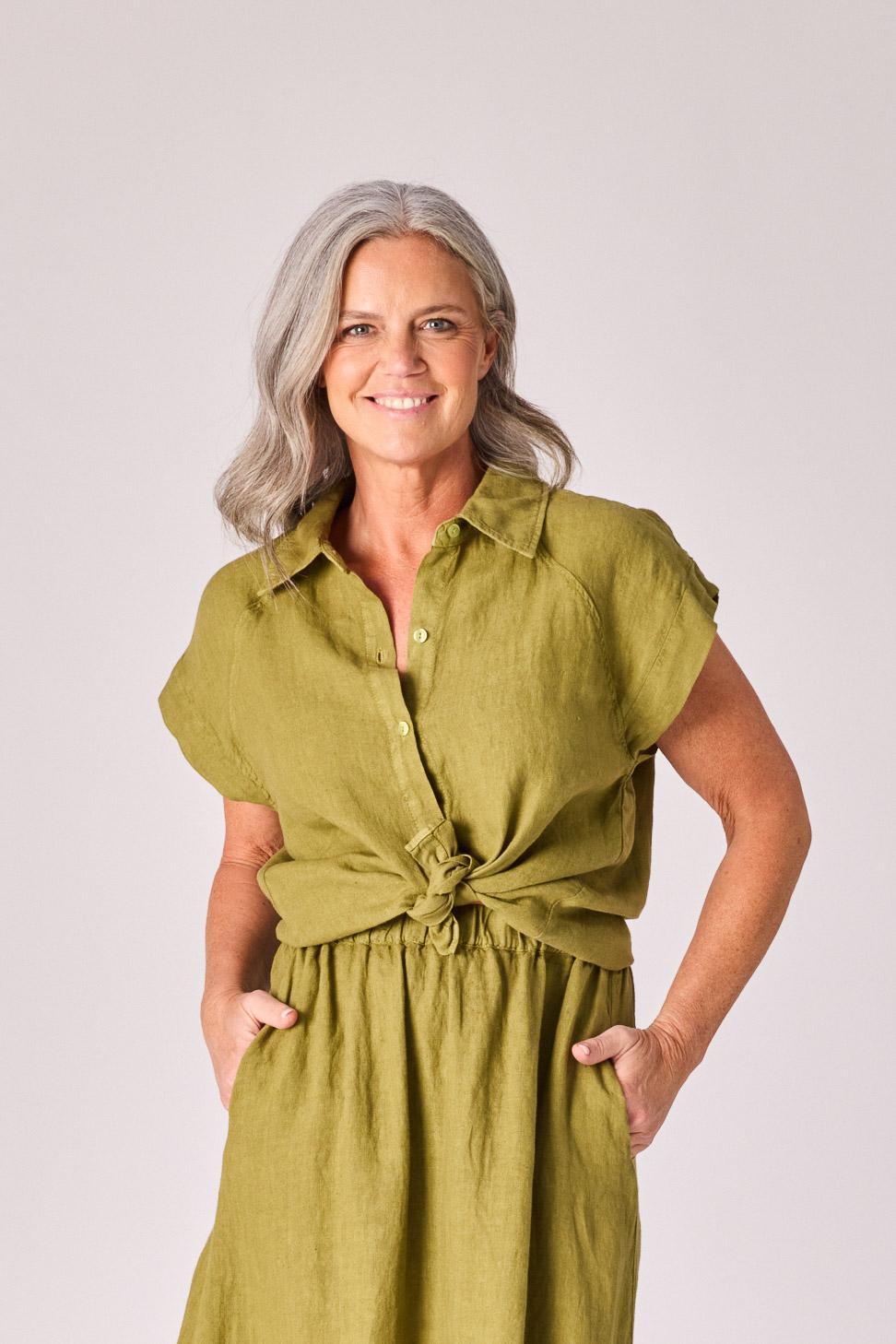 Linnen blouse - Olive
