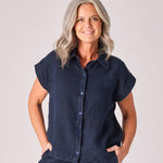 Linnen blouse - Navy