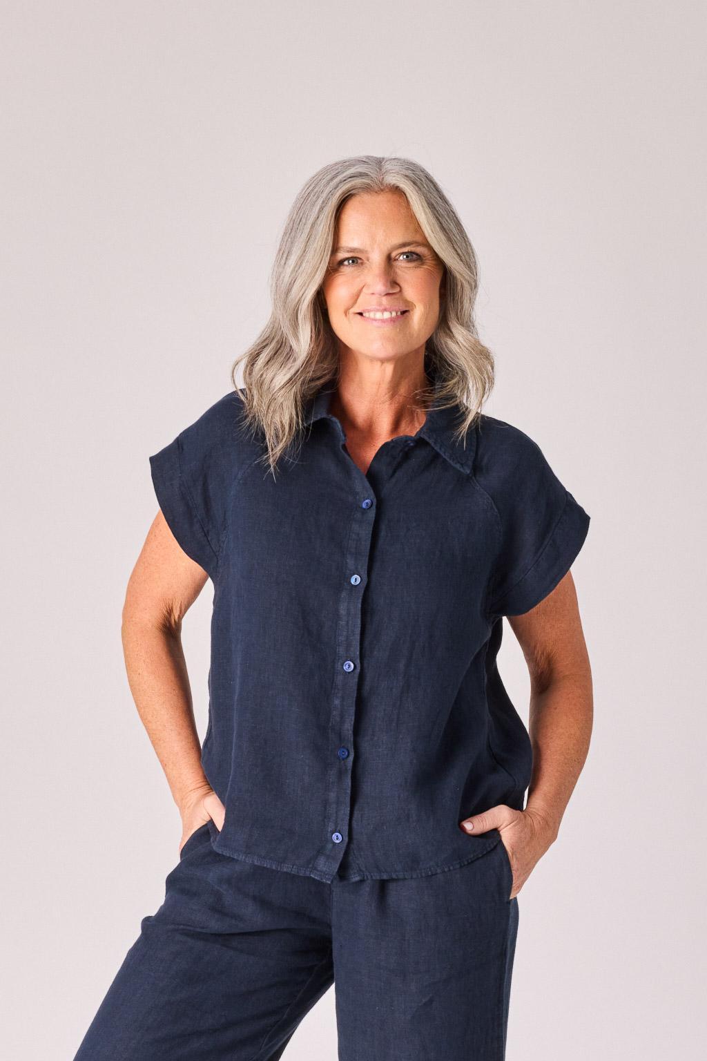 Linnen blouse - Navy