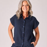 Linnen blouse - Navy