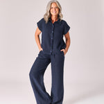 Linnen blouse - Navy