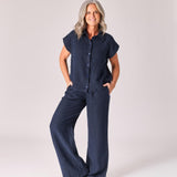 Linnen blouse - Navy