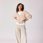 Broek met stretch - Taupe stripe