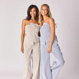 Broek met stretch - Taupe stripe