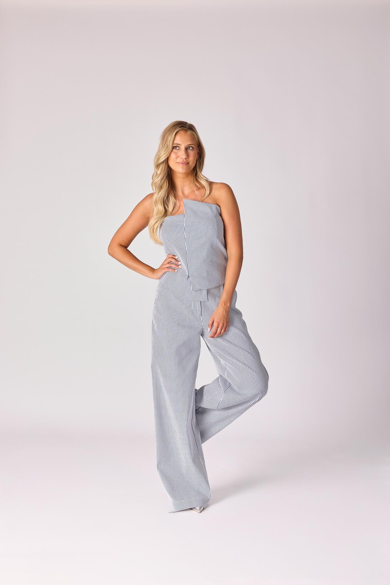 Broek met stretch - Blue stripe